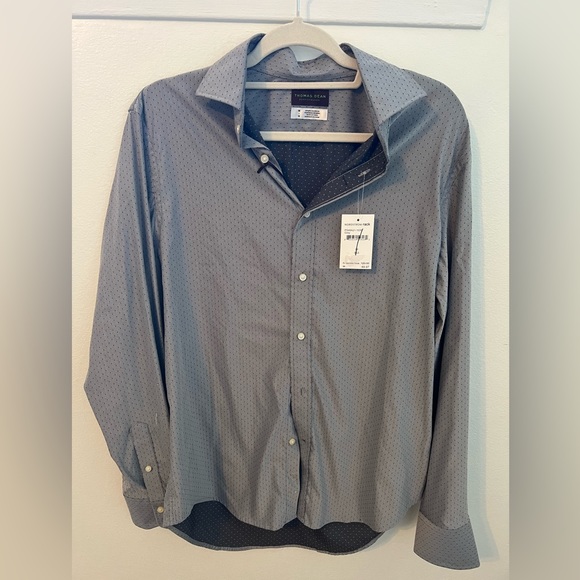 Thomas Dean Performance Fit Polka Dot Dress Shirt - Picture 4 of 8